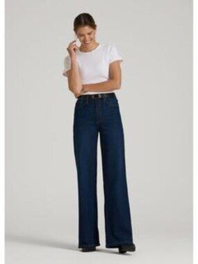 American Tall Chloe High Rise Flare Jeans Cotton Denim Pants Wide Leg New 34